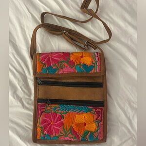 Vintage Style Mexican Floral Embroidered Crossbody Bag